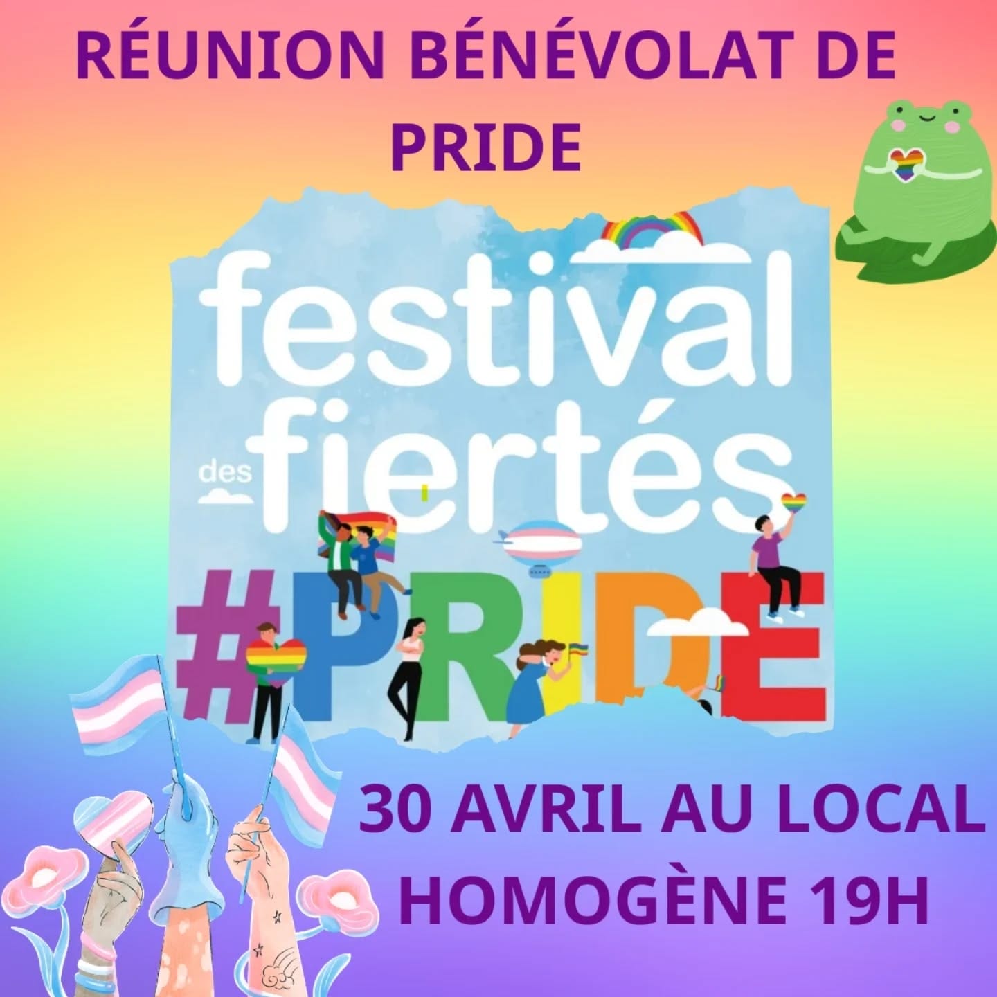 Réunion bénévolat pour la Pride mercredi 30 avril